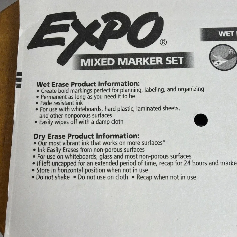 Expo 4ct‎ Fine Mixed 2 Dry / 2 Wet Erase Marker Black/Red, NEW